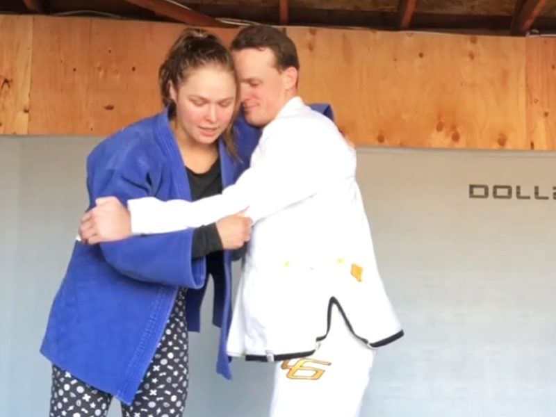 Rousey Different Grips Foot Sweep to Ouchi