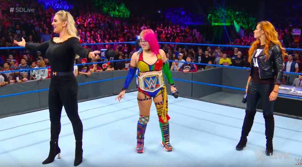 Charlotte Flair, Asuka, Becky Lynch (source: WWE)