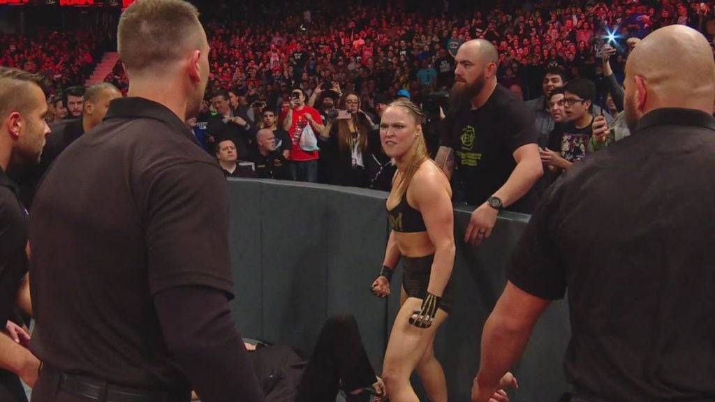 Ronda Rousey, Travis Browne (source: WWE)
