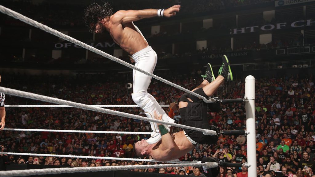 Seth Rollins, John Cena (source: WWE)