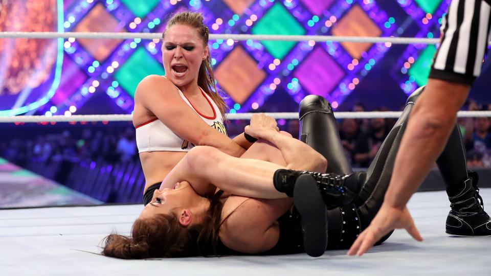 Ronda Rousey, Stephanie McMahon (source: WWE)