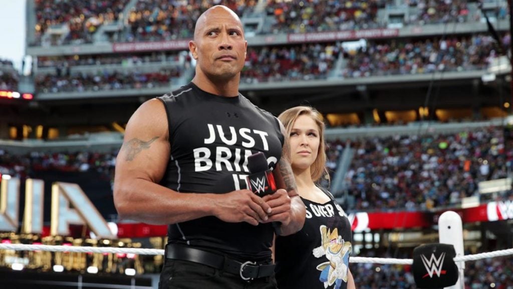 The Rock, Ronda Rousey (source: WWE)