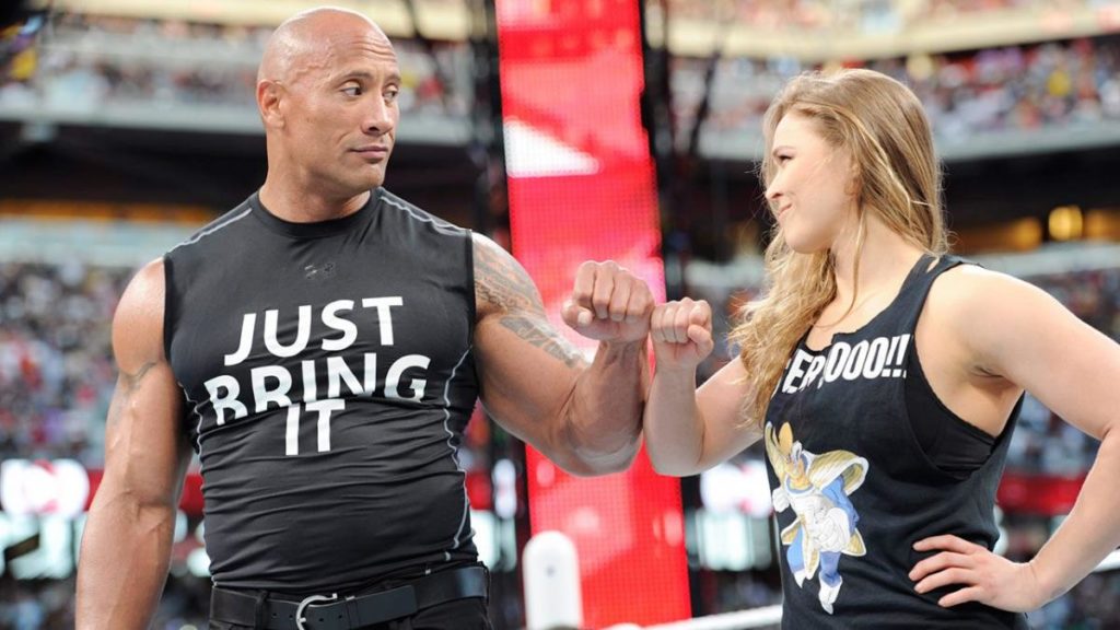 The Rock, Ronda Rousey (source: WWE)
