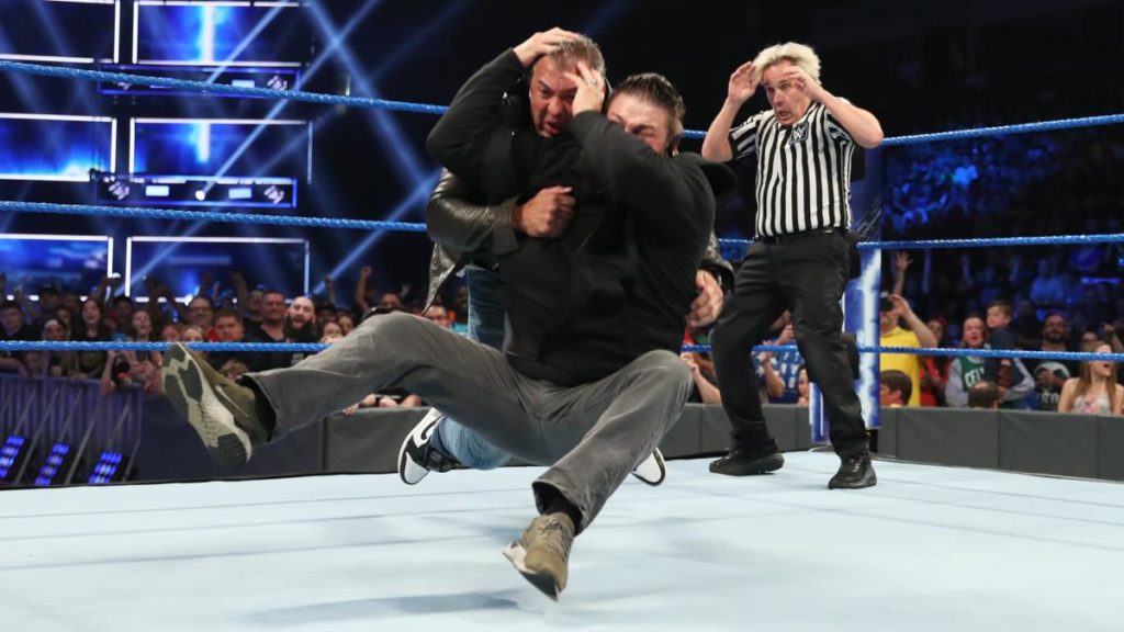 Shane McMahon, Kevin Owens (source: WWE)