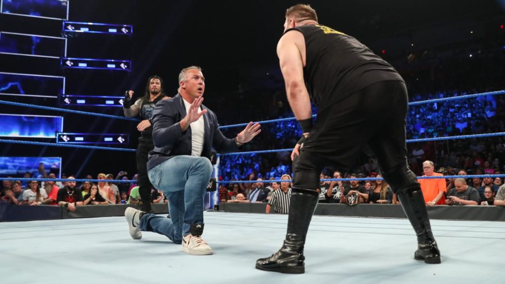 Roman Reigns, Shane McMahon, Kevin Owens (source: WWE)