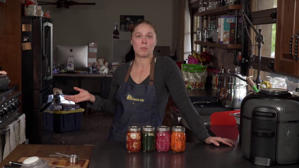 Ronda Rousey and some PICKLES, in her kitchen